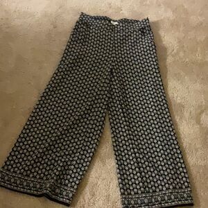 Black and White Patterned Wide-Leg Pants